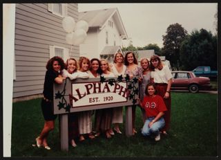 Ten Psi Chapter Juniors with Chapter Sign Photograph, c. 1995