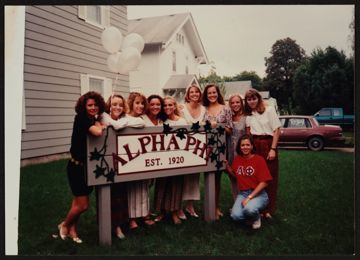 Ten Psi Chapter Juniors with Chapter Sign Photograph, c. 1995