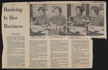 Banking Is Her Business Newspaper Clipping, July 26, 1970