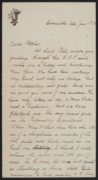 Jennie M. Foote to Alpha Chapter Letter, January 17, 1883