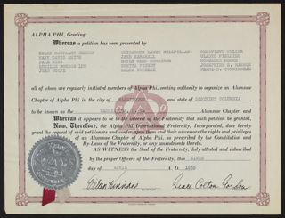 Washington, D.C. Alumnae Chapter Charter, April 9, 1935