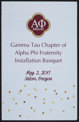 Gamma Tau Chapter Installation Banquet Program, May 2, 2015