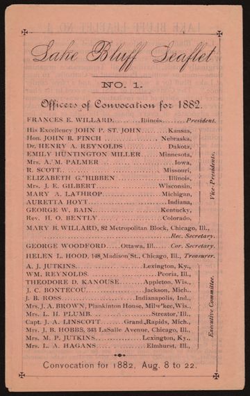 Lake Bluff Leaflet, No. 1, August 8-22, 1882