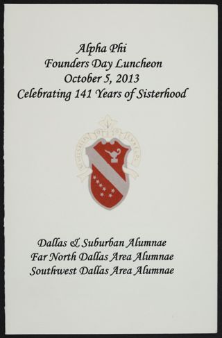 Alpha Phi Founders' Day Luncheon Program, October 5, 2013