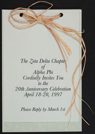 Zeta Delta Chapter 20th Anniversary Celebration Invitation, April 18-20, 1997