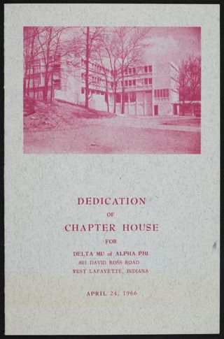 Delta Mu Chapter House Dedication Program, April 24, 1966