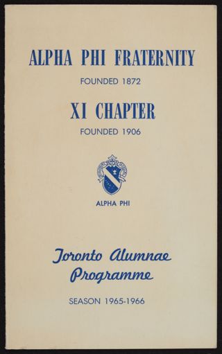 Toronto Alumnae Programme, 1965-1966
