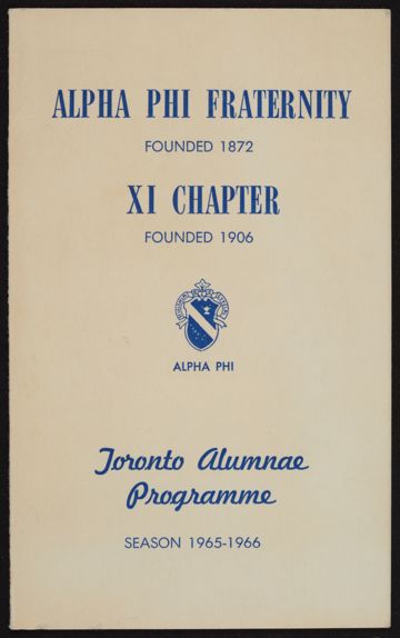 Toronto Alumnae Programme, 1965-1966