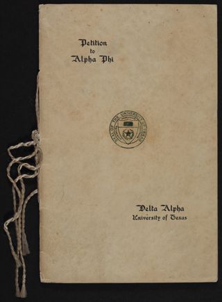Petition of Delta Alpha to the National Board of Alpha Phi, c. 1919