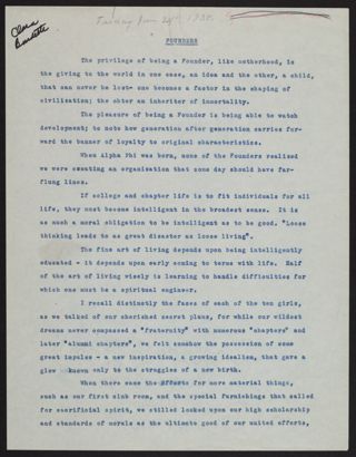 Clara Burdette "Founders" Speech, June 24, 1938