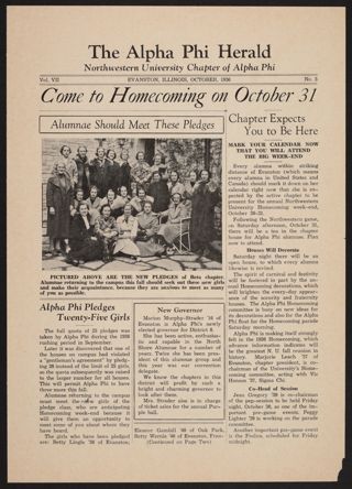The Alpha Phi Herald Newsletter, Vol. VII, No. 3, October 1936