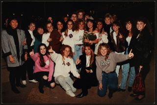 Epsilon Upsilon Chapter Members with Homecoming Queen Jae Hong Photograph, Fall 1991