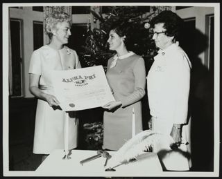 Boyd, Davis, and Unidentified With Epsilon Zeta Chapter Charter Photograph, December 6, 1969