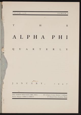 Alpha Phi Quarterly, January 1947 Title Page