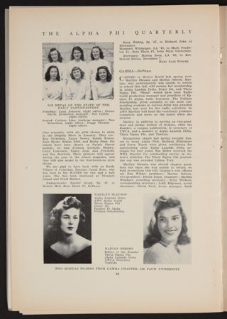 Chapter Letters: Gamma - DePauw, January 1947
