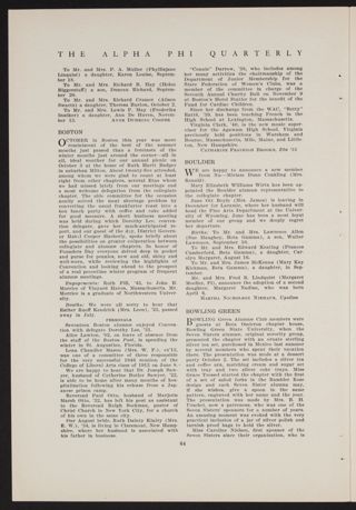 Alumnae Clubs and Chapters: Boulder, January 1947