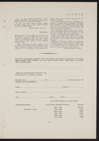 Alumnae Clubs and Chapters: Wichita, January 1947
