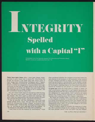 Integrity Spelled With a Capital "I"