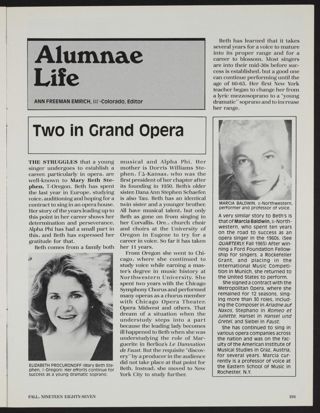 Alumnae Life: Two in Grand Opera