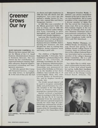 Alumnae Life: Greener Grows Our Ivy