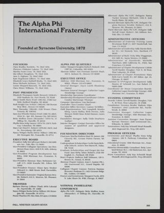 The Alpha Phi International Fraternity Directory, Fall 1987