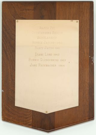 Alpha Phi Outstanding Senior Scholarship Plaque, 1960-1964