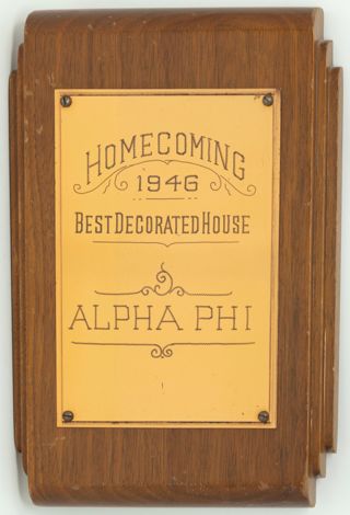 Homecoming Best Decorated House Plaque, 1946