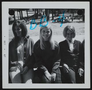Three Beta Gamma Chapter Members on a Bench Photograph, October 1967