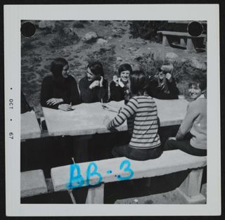 Six Beta Gamma Chapter Members at a Picnic Table Photograph, October 1967