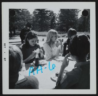 Beta Gamma Chapter Members at a Picnic Table Photograph 1, October 1967
