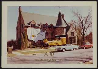 Beta Gamma Chapter House Decorated for Homecoming Photograph, 1961