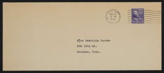 Unknown to Patricia Gorder Envelope, 1949