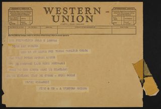 Jinx and Ed to Pat Gorder Telegram