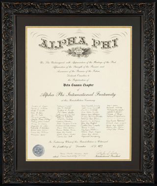Beta Gamma Reinstallation Charter, December 4, 1977