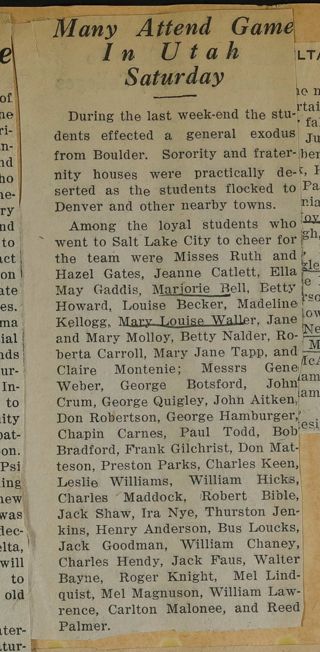 Many Attend Game in Utah Saturday Newspaper Clipping, c. 1924-1932