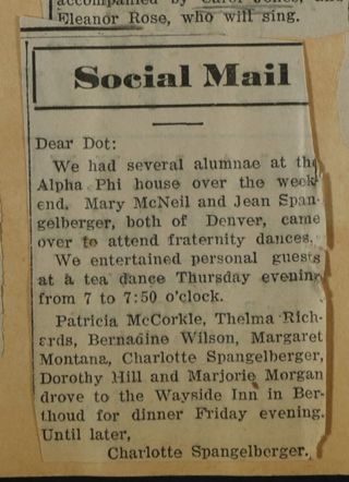 Social Mail Newspaper Clipping, c. 1924-1932