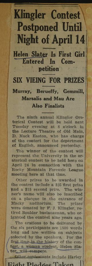 Kingler Contest Postponed Until Night of April 14 Newspaper Clipping, c. 1924-1932