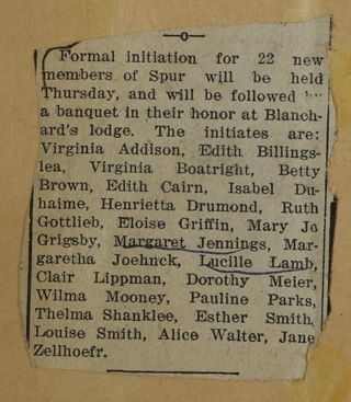 Formal Initiation for 22 New Members...Newspaper Clipping, c. 1924-1932