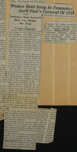 Women Hold Sway in Feminine April Fool's Carnival of 1931 Newspaper Clipping, April 1931