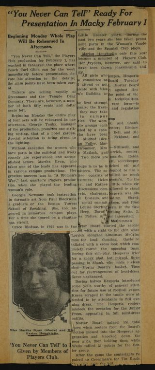 "You Never Can Tell" Ready for Presentation in Macky February 1 Newspaper Clipping, c. 1924-1932