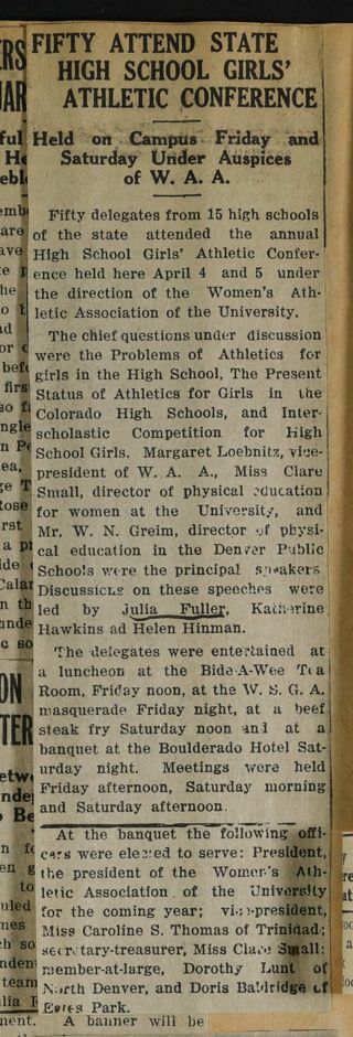 Fifty Attend State High School Girls Athletic Conference Newspaper Clipping, c. 1924-1932