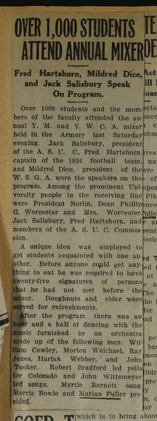 Over 1,000 Students Attend Annual Mixer Newspaper Clipping, c. 1924-1932