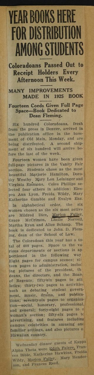 Yearbooks Here for Distribution Among Students Newspaper Clipping, c. 1924-1932