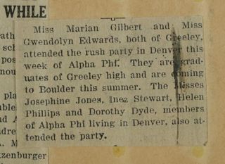 Miss Marian Gilbert and Miss Gwendolyn Edwards Newspaper Clipping, c. 1924-1932