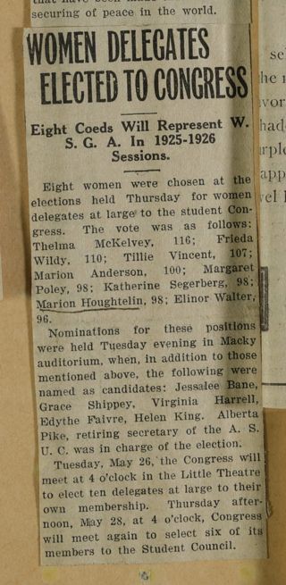Women Delegates Elected to Congress Newspaper Clipping, c. 1924-1932