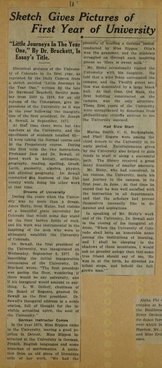 Sketch Gives Pictures of First Year of University Newspaper Clipping, c. 1924-1932