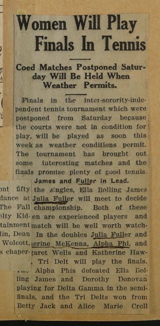 Women Will Play Finals in Tennis Newspaper Clipping, c. 1924-1932