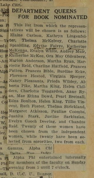 Department Queens for Book Nominated Newspaper Clipping, c. 1924-1932