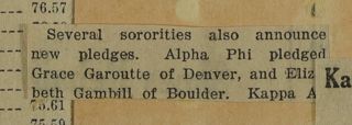 Several Sororities Also Announce...Newspaper Clipping, c. 1924-1932