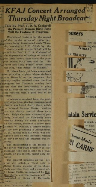 KFAJ Concert Arranged Thursday Night Broadcast Newspaper Clipping, c. 1924-1932